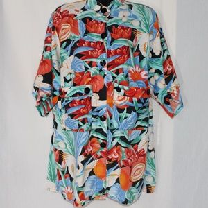 Gideon Oberson unisex Size 42 tropical hawiian floral print button shirt.